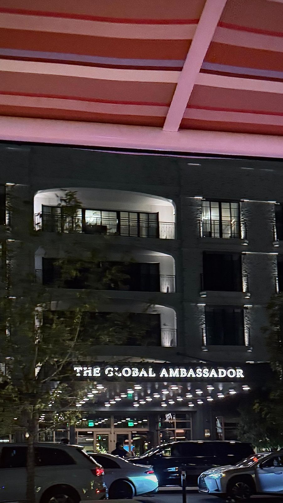 Night arrival at The Global Ambassador